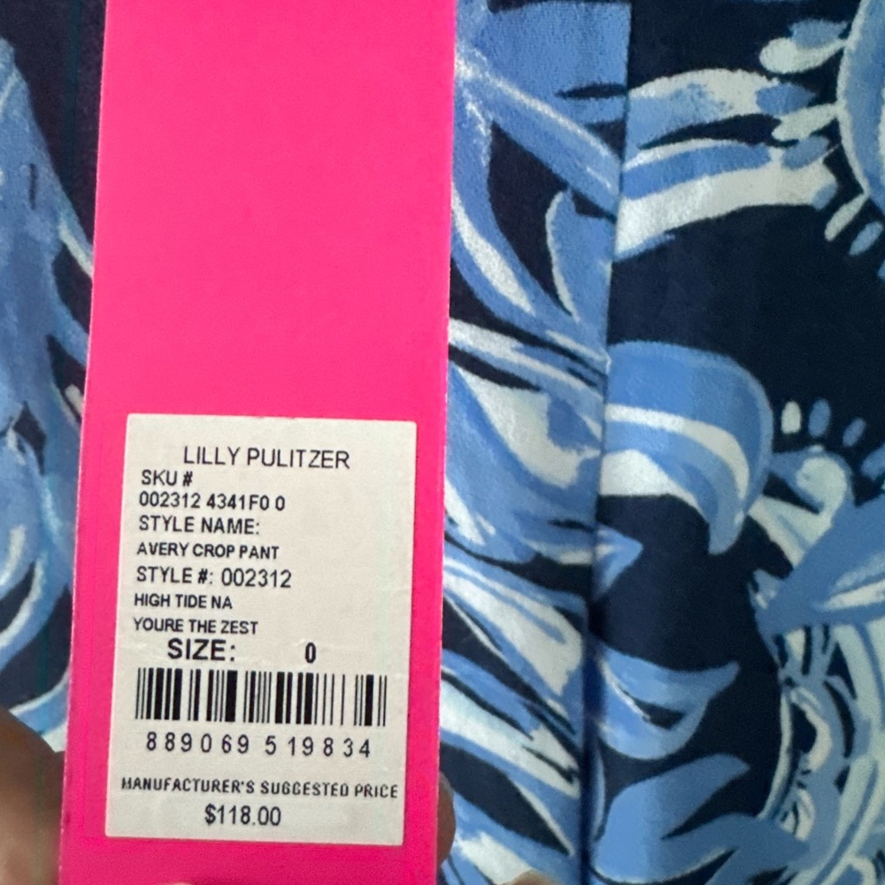 NWT Lilly Pulitzer Auria Top + Avery Crop Pant Sz 0 You’re The Zest Navy - Picture 8 of 9